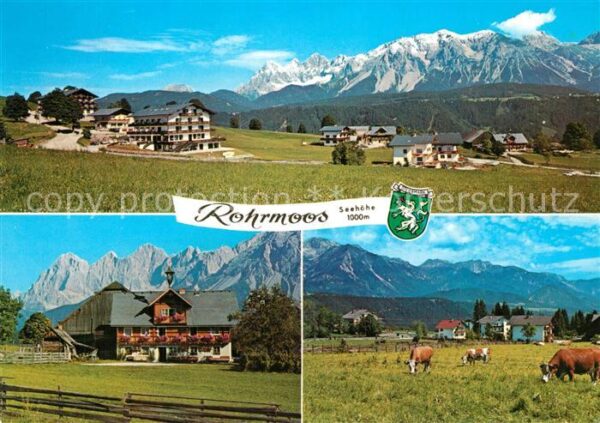 Rohrmoos Schladming Blick gegen das Dachsteinmassiv Bauernh