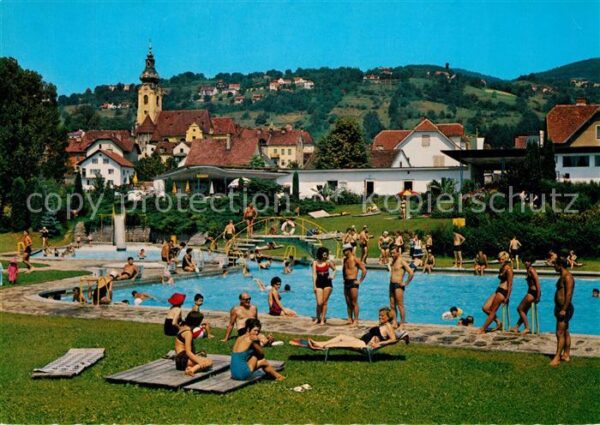 Hartberg Steiermark Schwimmbad Freibad Blick zum Ort mit Ki