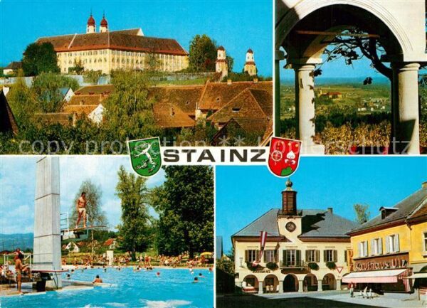 Stainz Ortsansicht mit Schloss Rathaus Kaufhau
