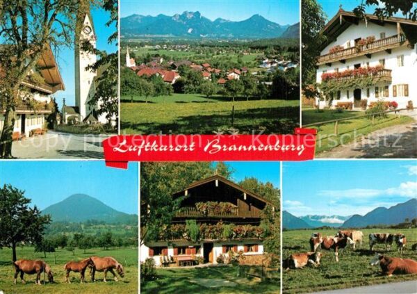 Brannenburg Kirche Panorama Gasthaus Pferde Kühe