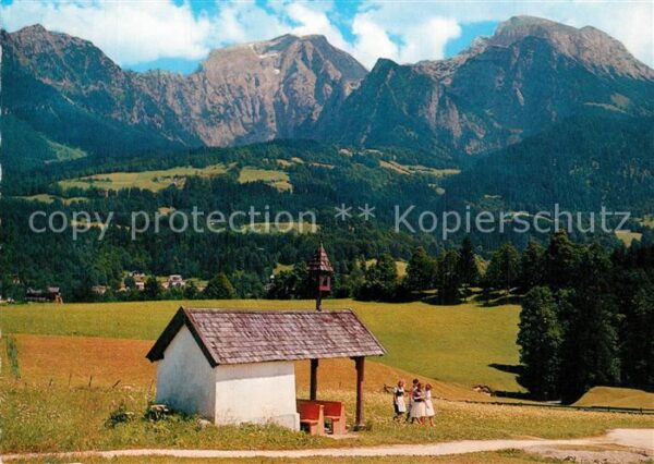 Schoenau Berchtesgaden Feldkapelle mit Kehlstein Hohem Göll un