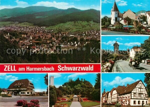 Zell Harmersbach Panorama mit Hirschtürmle Storchenturm