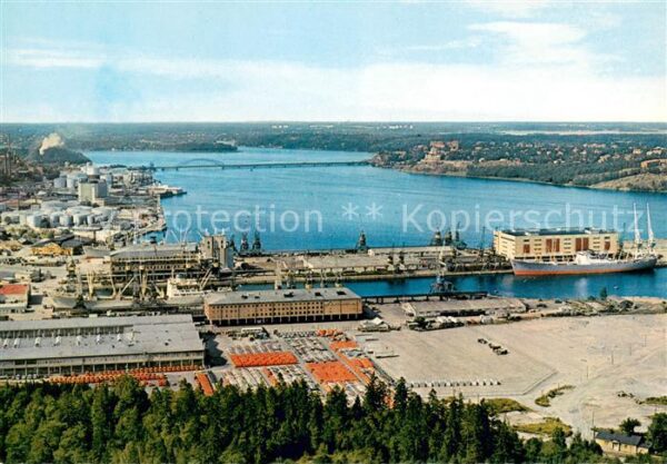 Stockholm Utsikt fran Kaknästornet över Frihamnen