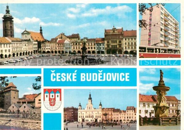 Ceske Budejovice Marktplatz Brunnen Schwarzer Turm Ratha