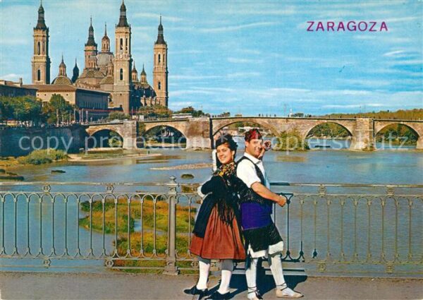 Zaragoza Saragossa Espana Rio Ebro Puente de Piedra Basilica del
