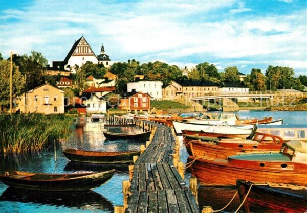 Porvoo Bootshafen Blick zum Dom