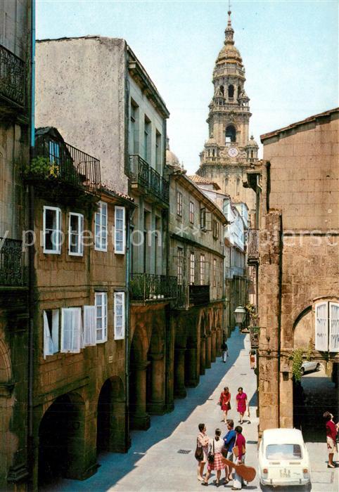 Santiago de Compostela Rua del Villar al fondo la Torre del Re
