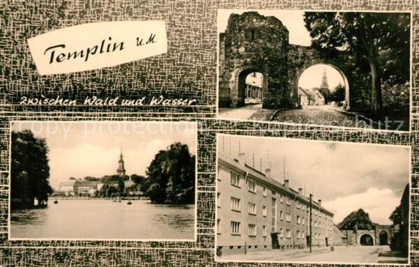 Templin Ansicht vom See aus Torbogen Ruine Wohn