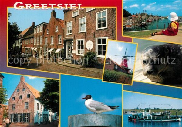 Greetsiel Ortsansichten Windmühle Hafen Kind Seeh