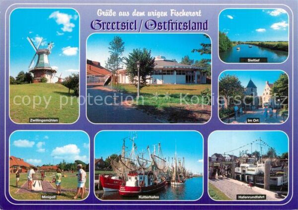 Greetsiel Zwillingsmühlen Sieltief Ortsmotiv Mini
