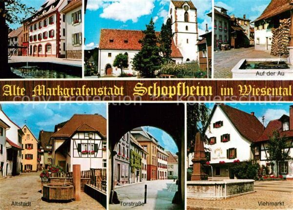 Schopfheim Altstadt Brunnen Kirche Torstrasse Vieh