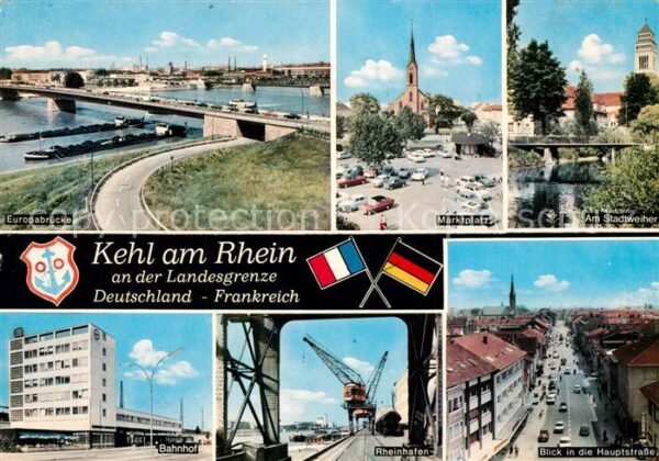 Kehl Rhein Landesgrenze Deutschland Frankreich Eur