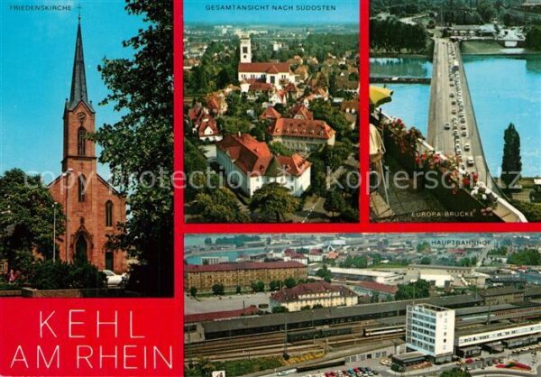 Kehl Rhein Friedenskirche Stadtpanorama Hauptbahnh