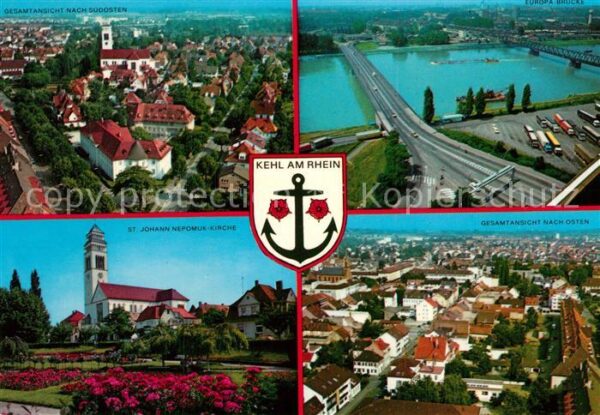 Kehl Rhein Stadtpanorama St Johann Nepomuk Kirche
