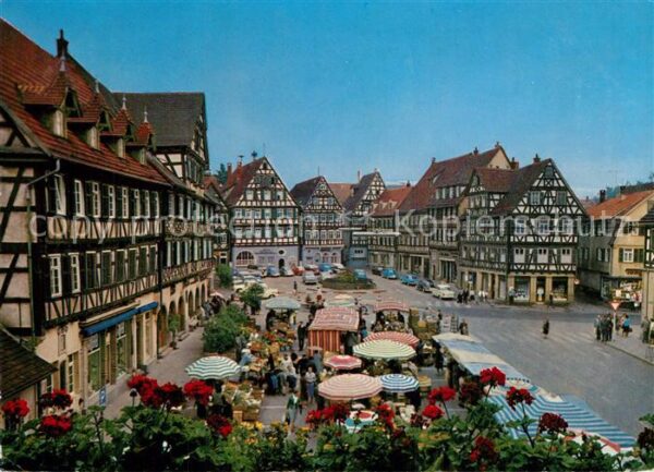 Schorndorf Wuerttemberg Blick vom Rathaus auf den Marktplatz Al