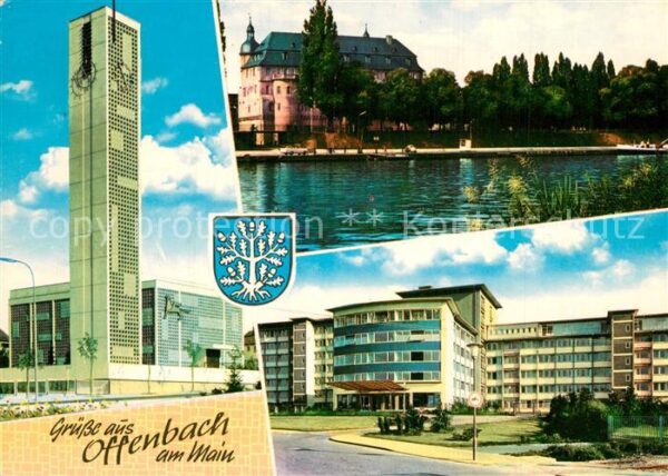 Offenbach Main Markuskirche Mainansicht mit Schloss Ke