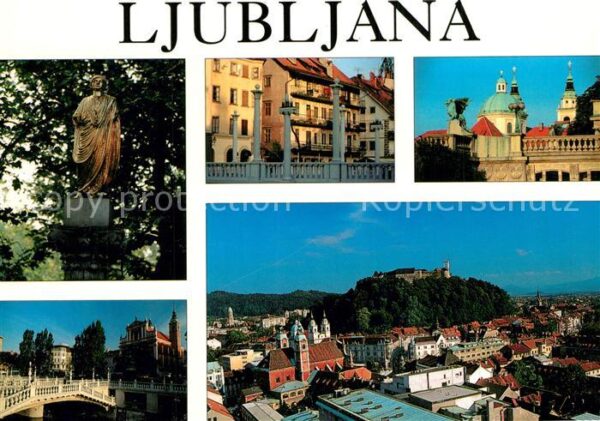 Ljubljana Laibach Statue Denkmal Innenstadt Brücke Stadtp