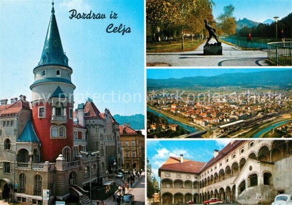 Celje Cilli Innenstadt Denkmal Promenade Fliegerauf