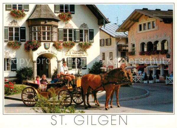 St Gilgen Wolfgangsee Mozartbrunnen Rathaus Pferdedroschke