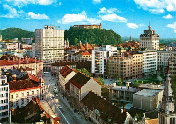 Ljubljana Laibach Stadtbild mit Blick zum Schloss