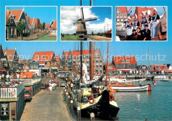 Volendam Hafen Segelschiffe Häuserpartie Windmüh