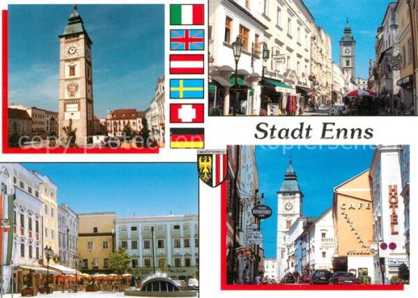 Enns Stadtturm Hauptplatz Innenstadt Strasse