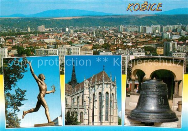 Kassa Kosice Kaschau Slovakia Stadtpanorama Plastik Statue Dom Glocke
