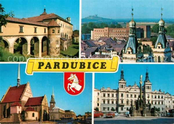 Pardubice Pardubitz Zamek pohled na Kunetickou horu Kostel