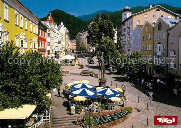 Kufstein Tirol Unterer Stadtplatz Brunnen StrassenCafe
