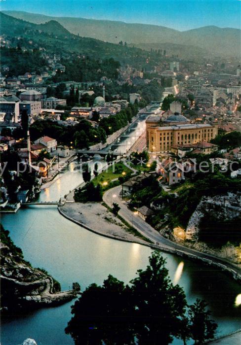 Sarajevo Stadtpanorama Abendstimmung