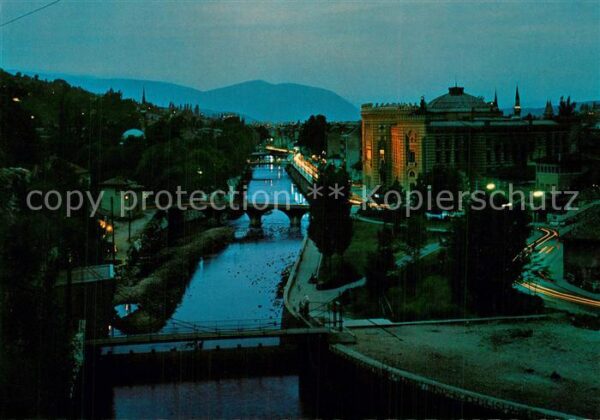 Sarajevo Stadtpanorama Nachtaufnahme