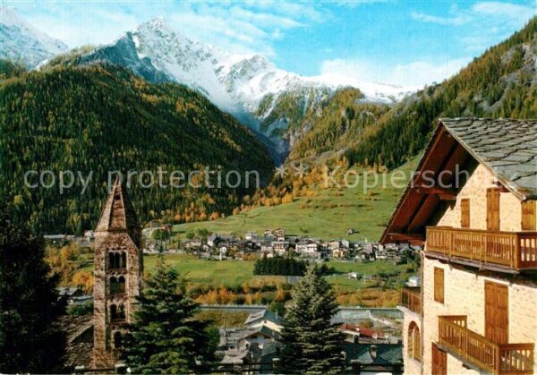 Courmayeur Campanile del 1392 Panoramica Dolonne s