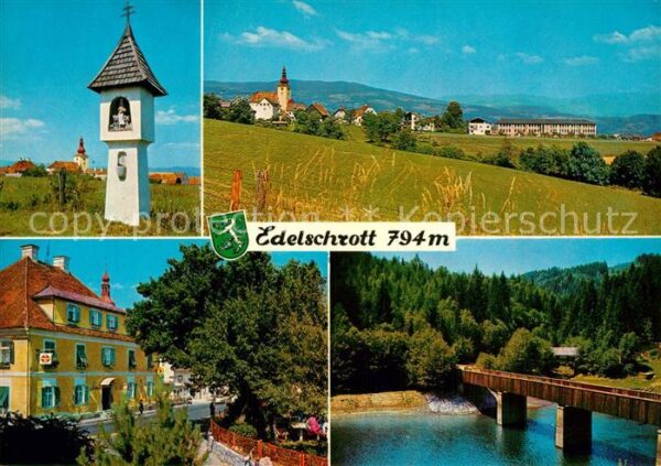 Edelschrott Ortsansicht mit Kirche Landschaft Bilds