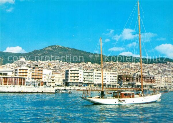 Kavala Cavala Segelschiff Hafen Ansicht vom Meer aus