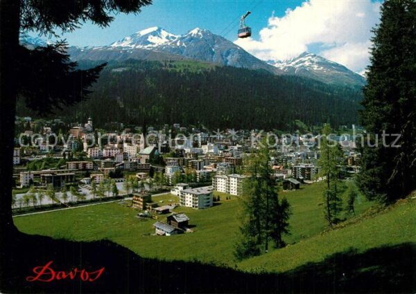 Davos Platz GR Gesamtansicht mit Alpenpanorama Seilbah
