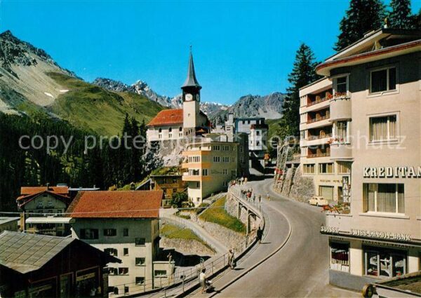 Arosa GR Dorfstrasse mit Kirche