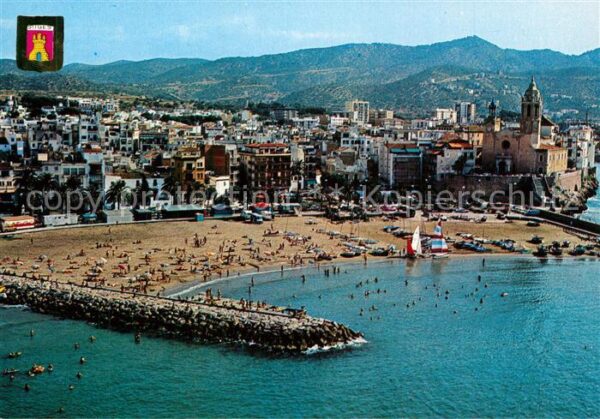 Sitges Playa de Iglesia Fliegeraufnahme