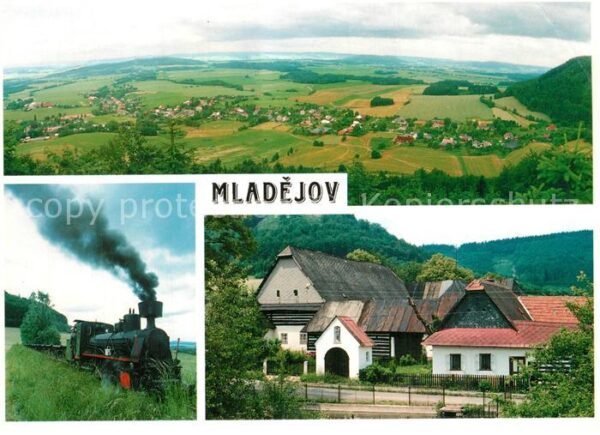 Mladejov Panorama Dampflokomotive Ortsansicht