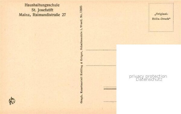 Mainz Rhein Haushaltungsschule St Josefstift Zeiche – Bild 2