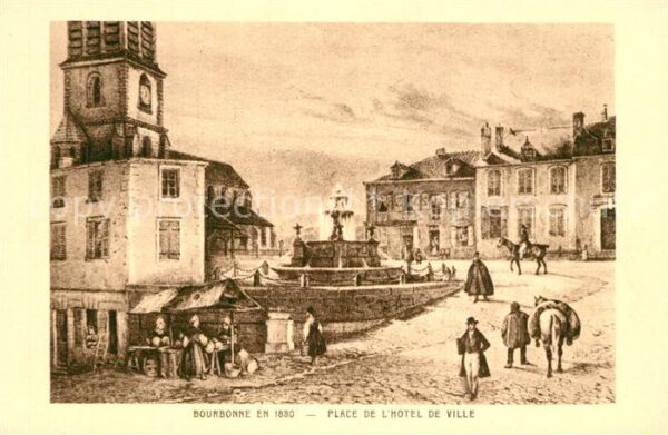 Bourbonne-les-Bains en 1830 Place de l_Hôtel de Ville Fonta