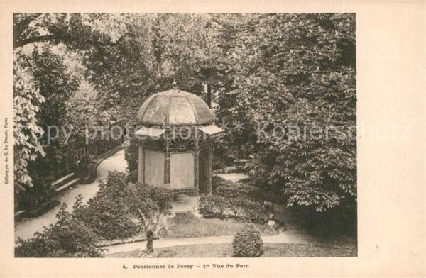 Paris Pensionnat de Passy vue du parc Kiosque