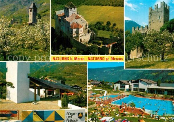 Naturns Obstbäume Kirche Burg Ruine Freibad Bür