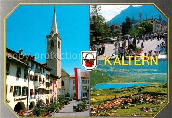 Kaltern Weinstrasse Tirol Marktplatz mit Kirche Fliegeraufnahme