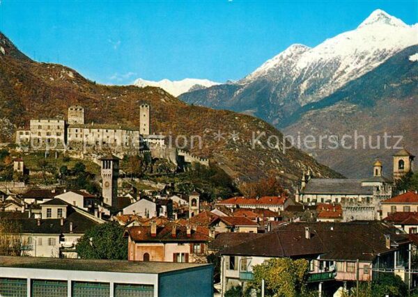 Bellinzona Ansicht mit Burg und Kirche Alpen