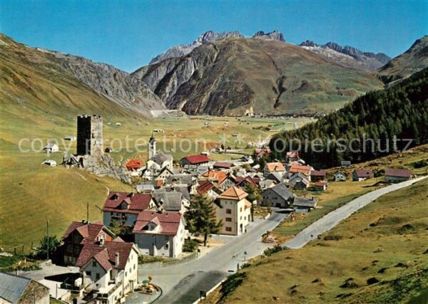 Hospental Panorama Blick gegen Andermatt und die