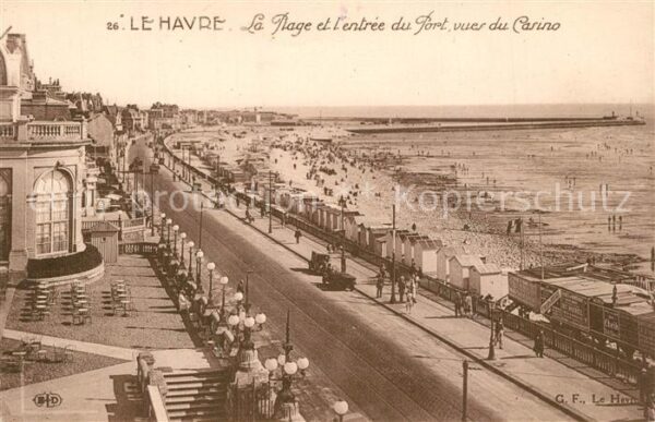 Le Havre La plage et l'entrée du port vues du ca