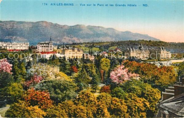 Aix-les-Bains Vue sur le parc et les Grands Hôtels