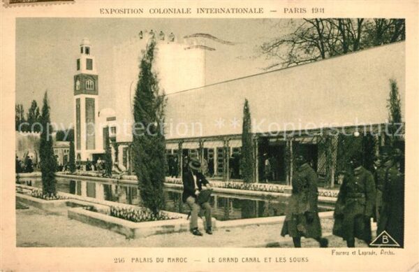 Exposition Coloniale Internationale Pari Palais du Maroc Grand Canal et les Souk
