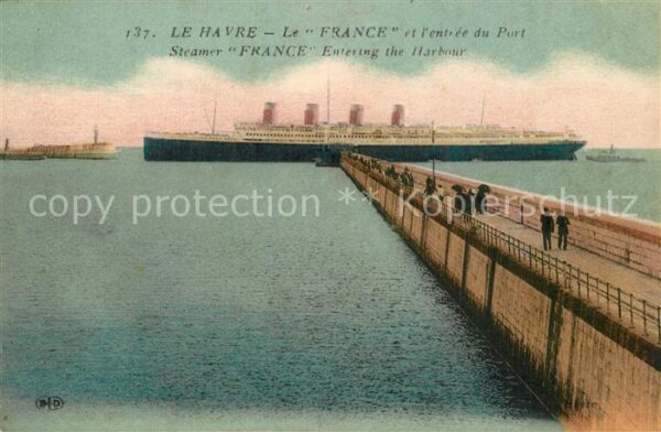 Dampfer Oceanliner Le France Le Havre Port