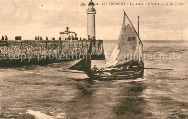 Leuchtturm Lighthouse Le Treport Jetee Depart pour la peche